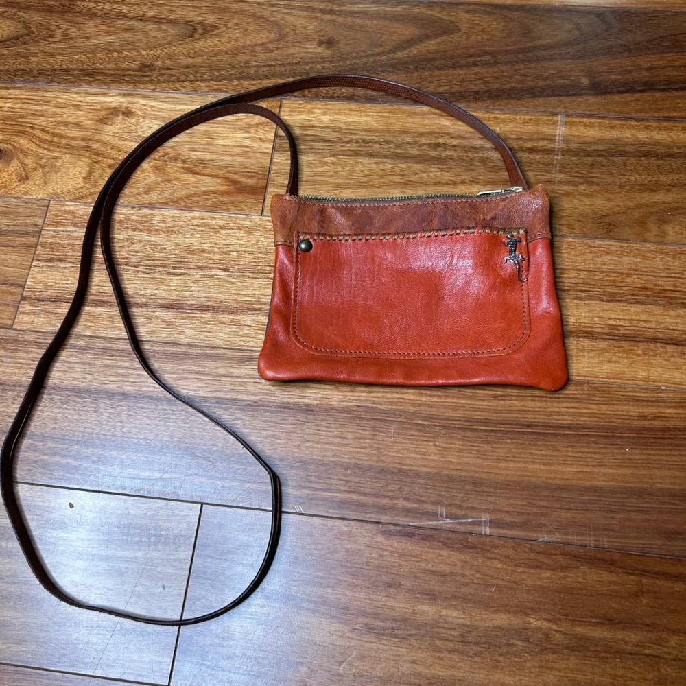 Infinity Firenze Leather Crossbody Bag Small Orange‎ Brown Lizard Charm Unique